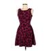 Love...ady Casual Dress - A-Line: Burgundy Damask Dresses - Women's Size Small