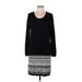 Charlie Paige Casual Dress - Sweater Dress: Black Fair Isle Dresses - Women's Size Large