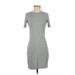Gap Casual Dress - Sheath High Neck Short sleeves: Gray Solid Dresses - Women's Size X-Small
