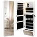 Costway Wall Mounted Jewelry Armoire Organizer with Full-Length Frameless Mirror-White