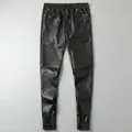 Pantaloni in pelle da uomo pantaloni da jogging elastici in vita di qualità superiore pantaloni in