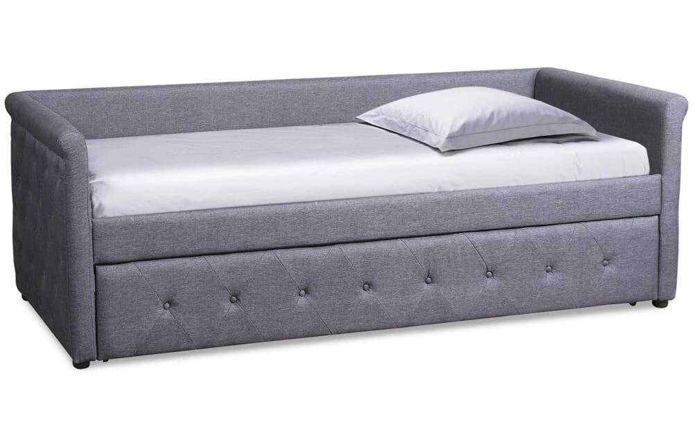 Lit simple gigogne garry tissu gris foncé