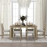 7-Piece Wooden Dining Set, Extendable Dining Table with 2 Drawers, 6 Dining Chairs with Soft Cushion for Dining Room