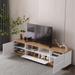 Wood TV Stand Media Console Table with Multi-Functional Storage, Entertainment Center with Door Rebound Device for Livingroom
