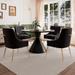 Clihome 5 Piece High Gloss Black Table with Velvet Chair Dining Set