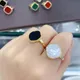 15mm Fashion Classic Lucky 4/Four Leaf Clover Ring Mother Of Pearl 18K Gold Plated Ring Engagement