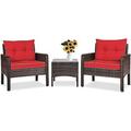 HBBOOMLIFE 3 Piece Patio Set Outdoor Rattan Sectional Sofa Set with Seat Cushions Modern Bistro Set with Coffee Table & Chairs Wicker Conversation Set for Garden Balcony Poolside