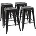 Metal Stools 24 Indoor Outdoor Stackable Barstools Modern Style Industrial Vintage Counter Stools Set of 4 (24 inch Black)