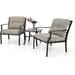 xrboomlife Patio Conversation Sets 3 Piece Outdoor Bistro Set 2 Steel Patio Chairs with Padded Cushions & 1 Coffee Side Metal Table