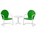 Maykoosh Coastal Cottage 3Pc Outdoor Metal Armchair Set White Gloss/White Satin - Side Table & 2 Chairs