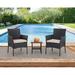 xrboomlife 3 Pieces Patio Sets Outdoor Wicker Bistro Set Clearance Rattan Chairs Patio Set Conversation Sets with Coffee Table for Porch Poolside Balcony Garden Lawn Black