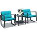 HBBOOMLIFE 3 Pieces Rocking Bistro Set Outdoor Patio Rocking Chairs with Coffee Table Rattan Wicker Conversation Set for Garden Lawn Backyard Balcony