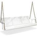 HBBOOMLIFE Upgraded Patio Wooden Porch Swing for Courtyard & Garden Heavy Duty 880 LBS Swing Chair Bench with Hanging Chains for Outdoors (5 FT White)