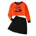 Bjutir Fall Winter Outfit Set For Kids Girls Longsleeve Cartoon Letter Printing Tops Skirts Two Piece Casual Suit Outfits