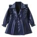 Fesfesfes Girls Jackets Long Dress Faux-Leather Trench Coat Long Sleeve Skirt Coat Girls Versatile Top Saving Clearance