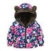 Fesfesfes Fuzzy Jacket for Girls Toddler Clothing Girls Fleece Lined Jacket Print Plush Thick Jacket Casual Winter Warm Hooded Jacket Clearance