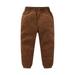 Fattazi Little/big Kids Fall And Winter Girls Solid Color Corduroy Elastic Waistband Ankles Pants With Pockets