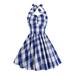 Clearance-Sale Women s Fashion V-neck Sleeveless Backless Vintage Printed Party Cocktail Dresses Stretchy Dresses