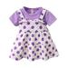 Baby Girls Clothing Winter 18 Months Kids Girls Short Sleeve Dress Princess Dress Dresses For Girls Wave Dot Skirt Summer Casual Dress Cute Dress Purple Floral For Toddler Girls 4T