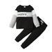 18 Months Toddler Baby Boys Clothes Baby Boys Outfits 18-24 Months Baby Boys Long Sleeve Letter Print Top Pants 2PCS Set Fall Winter Clothes for Boys Black