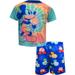 AME Sleepwear Boys Disney Mickey Mouse Tie Dye Toddler Shortie Pajamas (3T)