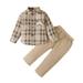 Toddler Boy Casual Set Long Sleeve Plaid Print Top and Solid Color Pants