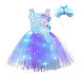 EHQJNJ 0-3 Months Baby Girl Clothes Toddler Kids Girls Historical Led Light Tulle Dress Princess Hairband Outfits Blue Polka Dot Baby Girl 6-9 Months