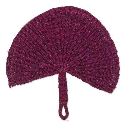 Magenta Love,'Artisan Handcrafted Raffia Fan in Ma...