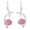 Crescent Eyes,'Pink Opal and Sterling Silver Dangle Earrings from Peru'