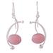Crescent Eyes,'Pink Opal and Sterling Silver Dangle Earrings from Peru'