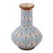 Chevron Tears,'Handcrafted Blue and Ivory Chevron Motif Ceramic Flower Vase'