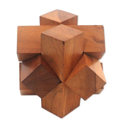 Magical Blocks,'Artisan Crafted Teak Wood Block Puzzle from Java'