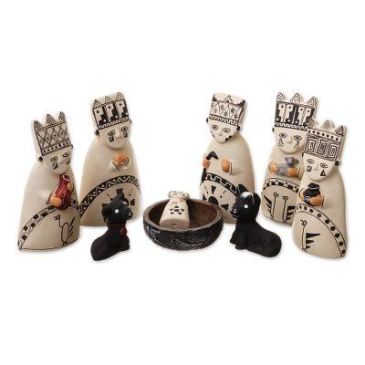 Christmas Ceramic Nativity Scene from Peru 'Born t...