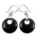 'Black Maya Moon' - Fair Trade Jade Dangle Earrings with 925 Silver