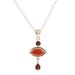 Red Fusion,'Carnelian and Garnet Sterling Silver Pendant Necklace'