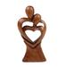 'Hand-Carved Heart-Shaped Suar Wood Sculpture from Bali'