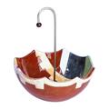 'Hand-Painted Glazed Ceramic Umbrella Jewelry Stand Catchall'