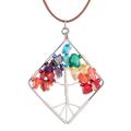 'Diamond-Shaped Tree-Themed Multi-Gemstone Pendant Necklace'