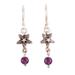 Purple Summer Breeze,'Sterling Silver Starfish Dangle Earrings with Amethyst Gems'