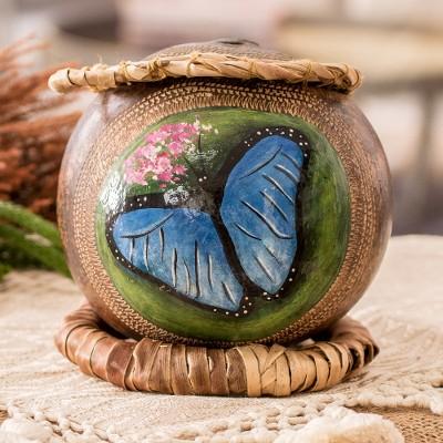 Morpho Flutter,'Morpho Butterfly-Themed Dried Gourd Decorative Accent'