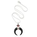 Mysterious Crescent,'Sterling Silver and Garnet Pendant Necklace'