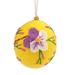 Sunshine Fruit,'Handcrafted Floral Embroidered Wool Egg Ornament in Yellow'