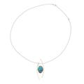 Modern Lagoon,'Sterling Silver Choker Pendant Necklace with Recon Turquoise'