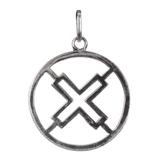 Authority Core,'Sterling Silver Round Pendant with Cross Icon from Ghana'