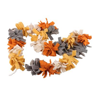 'Handcrafted Warm-Toned Wool Felt Garland with Cot...