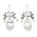 Bird Heart,'Taxco 925 Silver Cultured Pearl Bird Chandelier Earrings'