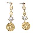 Crescent Cosmos,'Moon and Star-Themed 24k Gold-Plated Dangle Earrings'