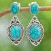 Antique Lagoon,'Polished Classic Reconstituted Turquoise Dangle Earrings'