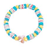 'Eco-Friendly Pastel-Toned Recycled Beaded Stretch Bracelet'