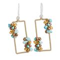 Precious Aqua,'Handmade Aquamarine Crystal & Glass Beaded Dangle Earrings'